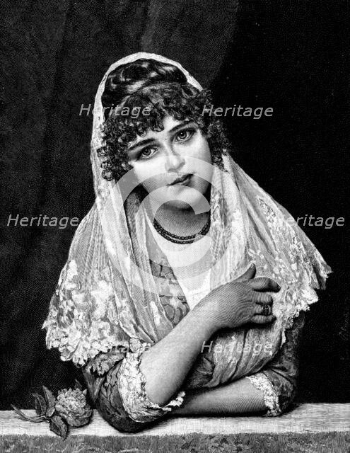 "Fiammetta" - picture by Eugene von Blaas, 1890.  Creator: Unknown.