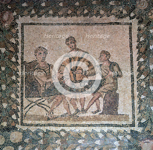Detail of a Roman floor mosaic showing dice players, 3rd century. Artist: Unknown