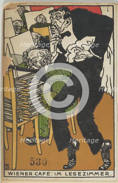 Viennese Café: In the Reading Room (Wiener Café: Im Lesezimmer), 1911. Creator: Moritz Jung.