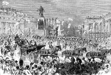 The Royal Entry into London: the procession passing the Guards Memorial, Waterloo-Place, 1874. Creator: Unknown.