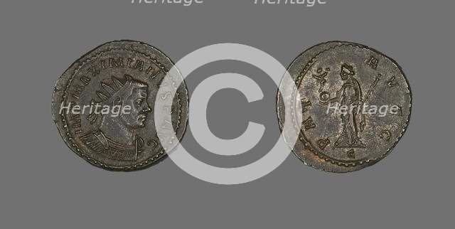 Coin Portraying Emperor Marcus Aurelius Valerius Maximianus (Maximian or Maximianus I), 286/305. Creator: Unknown.