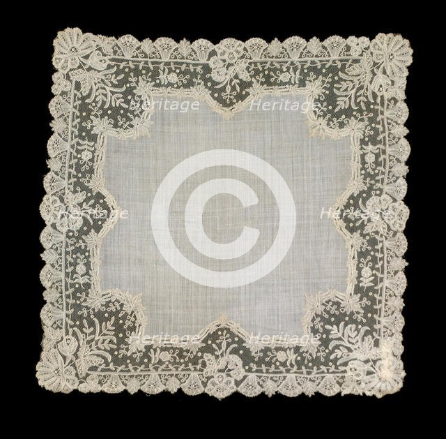 Handkerchief, Belgian, 1872. Creator: Unknown.