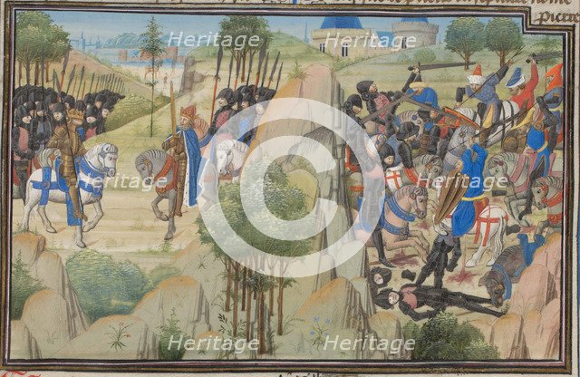 Meeting of Conrad III of Germany and Louis VII of France. Miniature from the Historia by William of Tyre, 1460s. Artist: Anonymous  