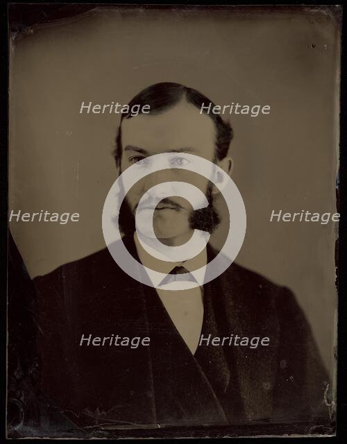 Portrait of Unidentified man with moustache and long muttonchop whiskers, 1860-1870. Creator: Unknown.