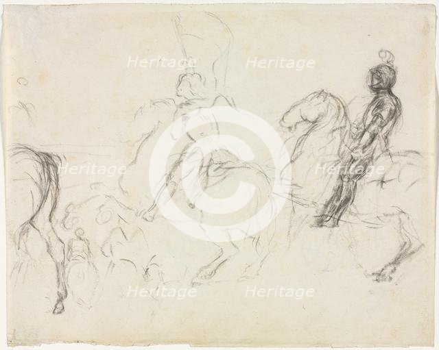 Battle Scene with Armored Figures on Horseback, 1856-1860. Creator: Edgar Degas (French, 1834-1917).
