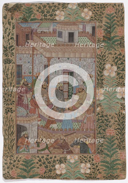 Meeting-men in three "floors", Indian miniature, c1800. Creator: Unknown.