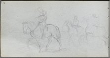 Sketchbook, page 91: Figures on Horseback. Creator: Ernest Meissonier (French, 1815-1891).