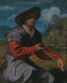 Shepherd with a Flute, about 1525. Creator: Giovanni Girolamo Savoldo.