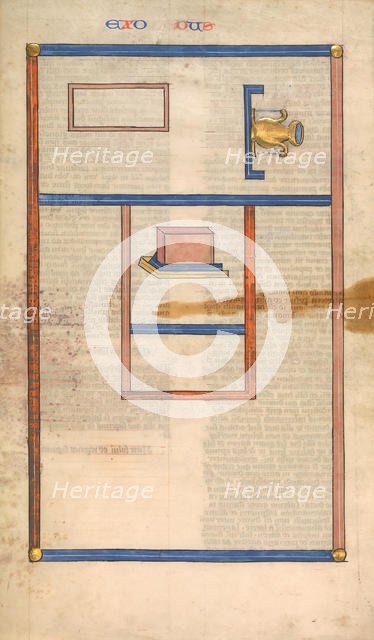 Floor Plan of the Tabernacle, one of six illustrated leaves from the Postilla..., ca. 1360-1380. Creator: Nicholas of Lyra.