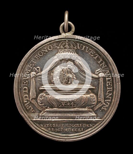 Death of the Stadholder [reverse], 1751. Creator: Johann Georg Holtzhey.