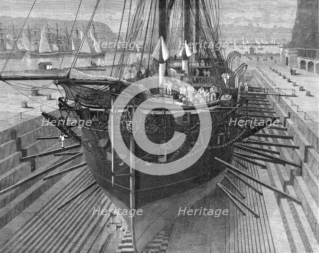 The Somerset naval dry dock at Malta, 1871. Creator: William Hollidge.