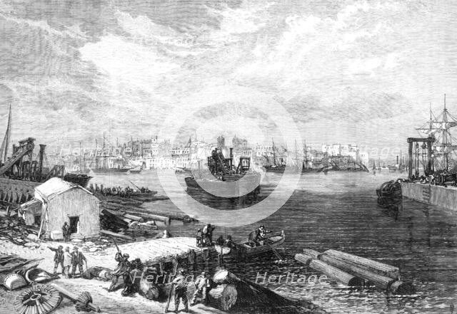 The new overland route to India: town and port of Brindisi, 1869. Creator: Unknown.