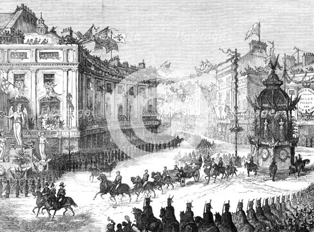 The Royal Entry into London: the procession in Oxford-Circus, 1874. Creator: Unknown.