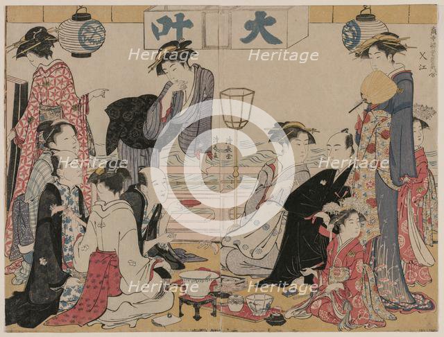 Entertainment on a Balcony by the Water at Nakasu..., 1783. Creator: Torii Kiyonaga (Japanese, 1752-1815).