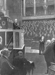 'La Paix Victorieuse; La reception de M Wilson a la Chambre Francais: Le president Wilson..., 1919. Creator: Unknown.