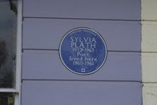 Blue plaque commemorating Sylvia Plath,Primrose Hill, London, NW1, England. Creator: Ethel Davies;Davies, Ethel.