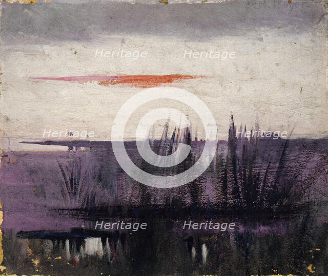 The Sky Simulated by White Flamingoes study for book..., in the Animal Kingdom, ca. 1905-1909. Creator: Abbott Handerson Thayer.