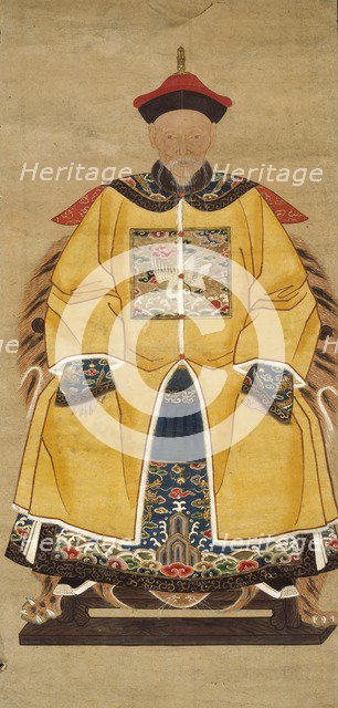 Man in the dress of an official of the sixth rank, 19th century. Artist: Unknown.