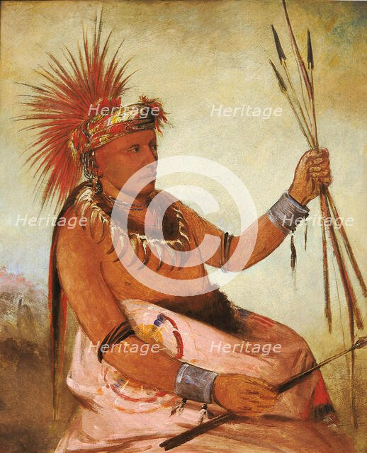 Wos-cóm-mun, Busy Man, a Brave, 1832. Creator: George Catlin.