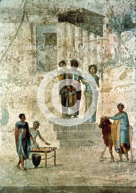 Jason presented before his uncle Pelio and his daughters, fresco from Pompeii.