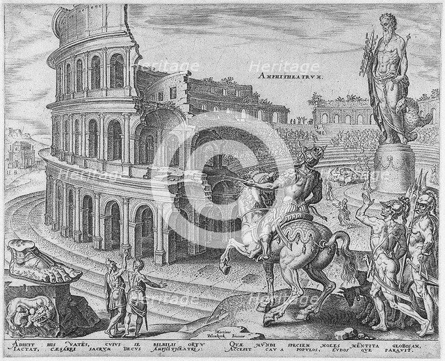 The Colosseum at Rome (from the series The Eighth Wonders of the World) After Maarten van Heemskerck, 1572. Artist: Galle, Philipp (1537-1612)