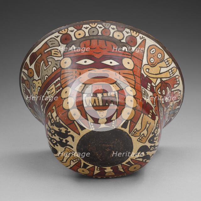 Bowl Depicting a Costumed Ritual Performer with Abstract Plants, Holding a Captive, 180 B.C./A.D. 50 Creator: Unknown.