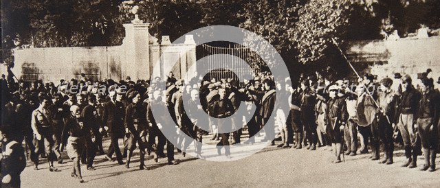 Mussolini leading a march through Rome, Italy, 1922. Artist: Unknown