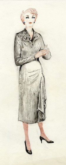 Woman in black dress, c1950. Creator: Shirley Markham.
