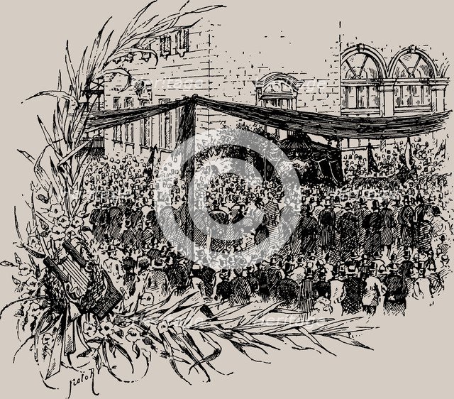 Richard Wagner's funeral procession in Bayreuth, 1883, 1892.