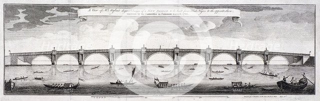 Design for Blackfriars Bridge, London, 1760. Artist: Robert Mylne II