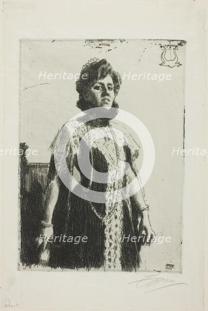 Oxenstierna (Mrs. Aurore Klintberg, née Oxenstierna, Whole length), 1909. Creator: Anders Leonard Zorn.