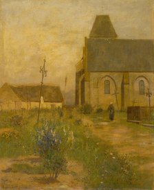 Landscape with church and graveyard, 1895. Creator: Eugen Jettel.