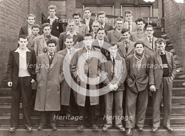 Group photo of staff bound for national service, York, Yorkshire, 1956. Artist: Unknown