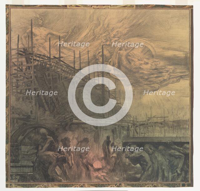 Industry: design for a wall painting in Rotterdam, c.1908-c.1917. Creator: Huib Luns.