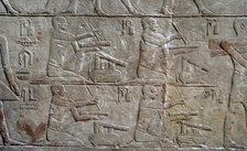 Relief depicting scribes, Mastaba of Mereruka, Saqqara, Egypt, Old Kingdom, 2340 BC (2003). Creator: Unknown.