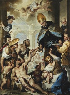 Saint Thomas of Villanova Giving Alms to the Poor, ca 1658. Creator: Giordano, Luca (1632-1705).