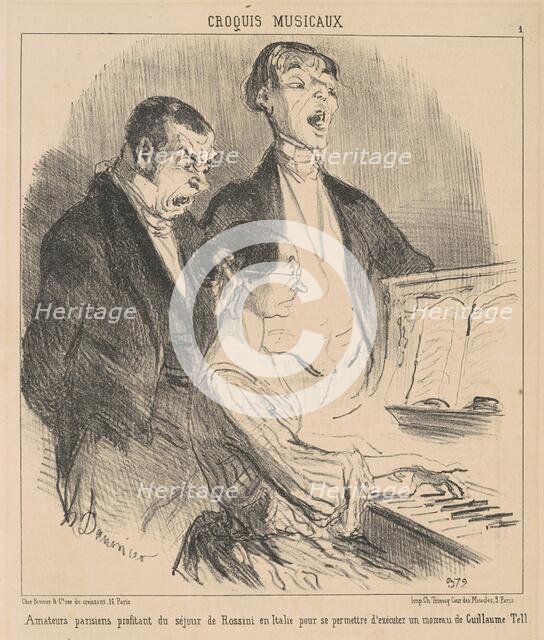 Amateurs parisiens profitant du séjour de Rossini en Italie..., 19th century. Creator: Honore Daumier.