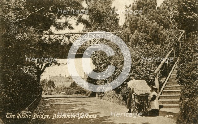 The Rustic Bridge, Boscombe Gardens, Bournemouth, Dorset, c1900-c1919(?). Artist: Unknown