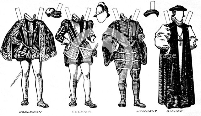 'The Great Gallery of Costume: Varied Dresses Worn in the Days of Elizabeth', c1934. Artist: Unknown.