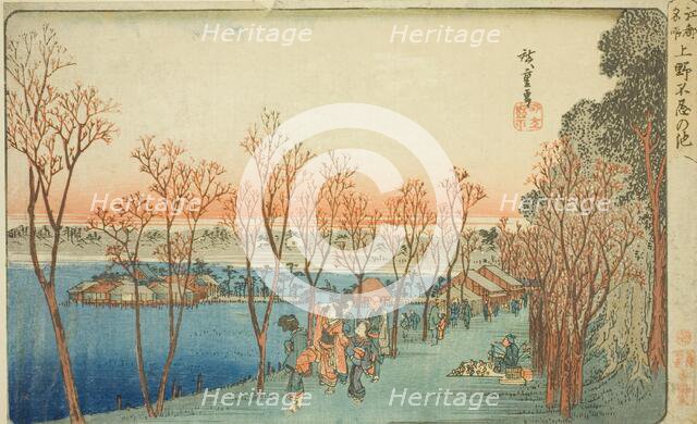 Shinobazu Pond at Ueno (Ueno Shinobazu no ike), from the series "Famous Places in..., c.1832/34. Creator: Ando Hiroshige.