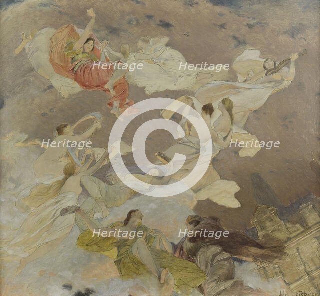 Esquisse pour le salon des Lettres de l'Hôtel de ville de Paris : Les muses..., c.1891-1896. Creator: Jules-Joseph Lefebvre.