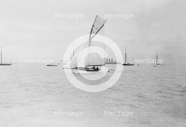 The gaff cutter 'Wigeon' under sail, 1910. Creator: Kirk & Sons of Cowes.