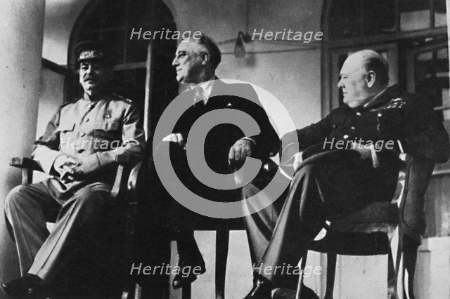 'The Big Three met at Teheran', 1943, (1945). Artist: Unknown.