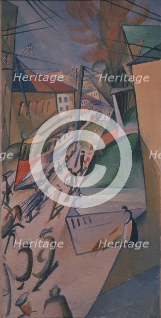 Tram, 1914. Artist: Bogomazov, Alexander Konstantinovich (1880-1930)