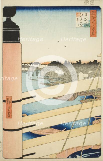Nihon Bridge and Edo Bridge (Nihonbashi, Edobashi), from the series "One Hundred..., 1857. Creator: Ando Hiroshige.