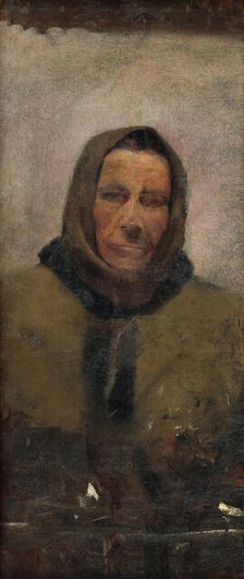 Portrait of an Old Woman in a Fur Coat, 1895-1900. Creator: Ladislav Mednyanszky.