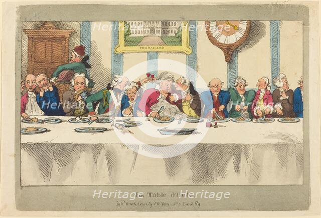 La Table d'Hote, published 1792. Creator: Thomas Rowlandson.