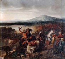 Roger I of Sicily at the Battle of Cerami in 1061. Artist: Lafaye, Prosper (1806-1883)