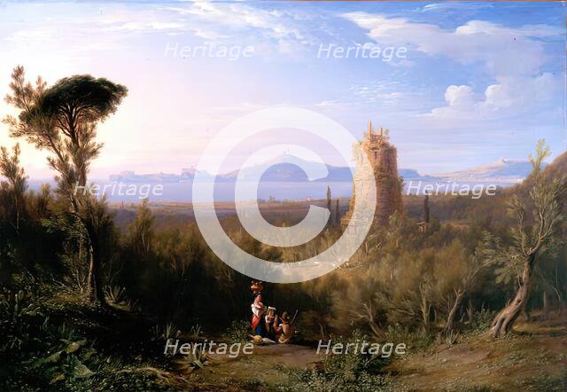 Cicero's Tomb at the Bay of Gaeta, 1837. Creator: James William Giles.