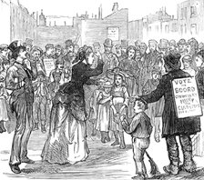 Metropolitan Boroughs election sketches: Woman's Rights, 1874. Creator: Unknown.